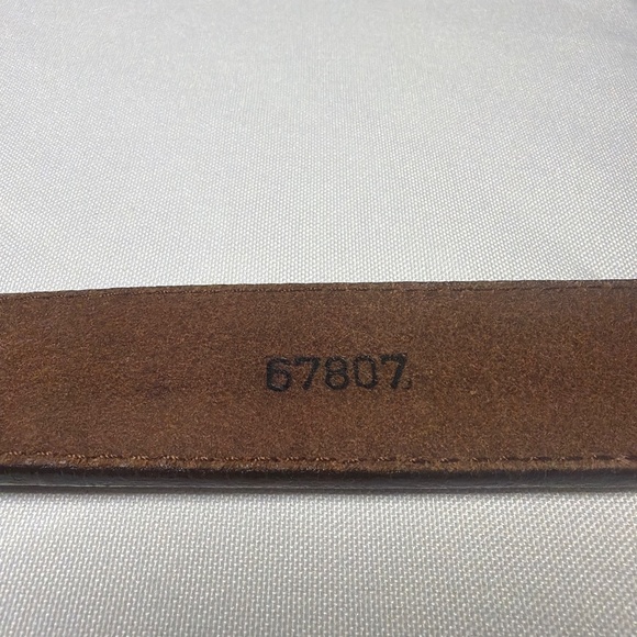 Solid Brass Buckle Woven Brown Leather Belt , size 32 - Picture 2 of 6